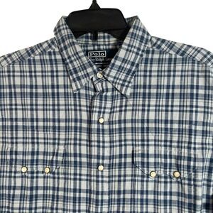 Polo Ralph Lauren Mens Authentic Western Plaid Long Sleeve Snap Shirt Size M